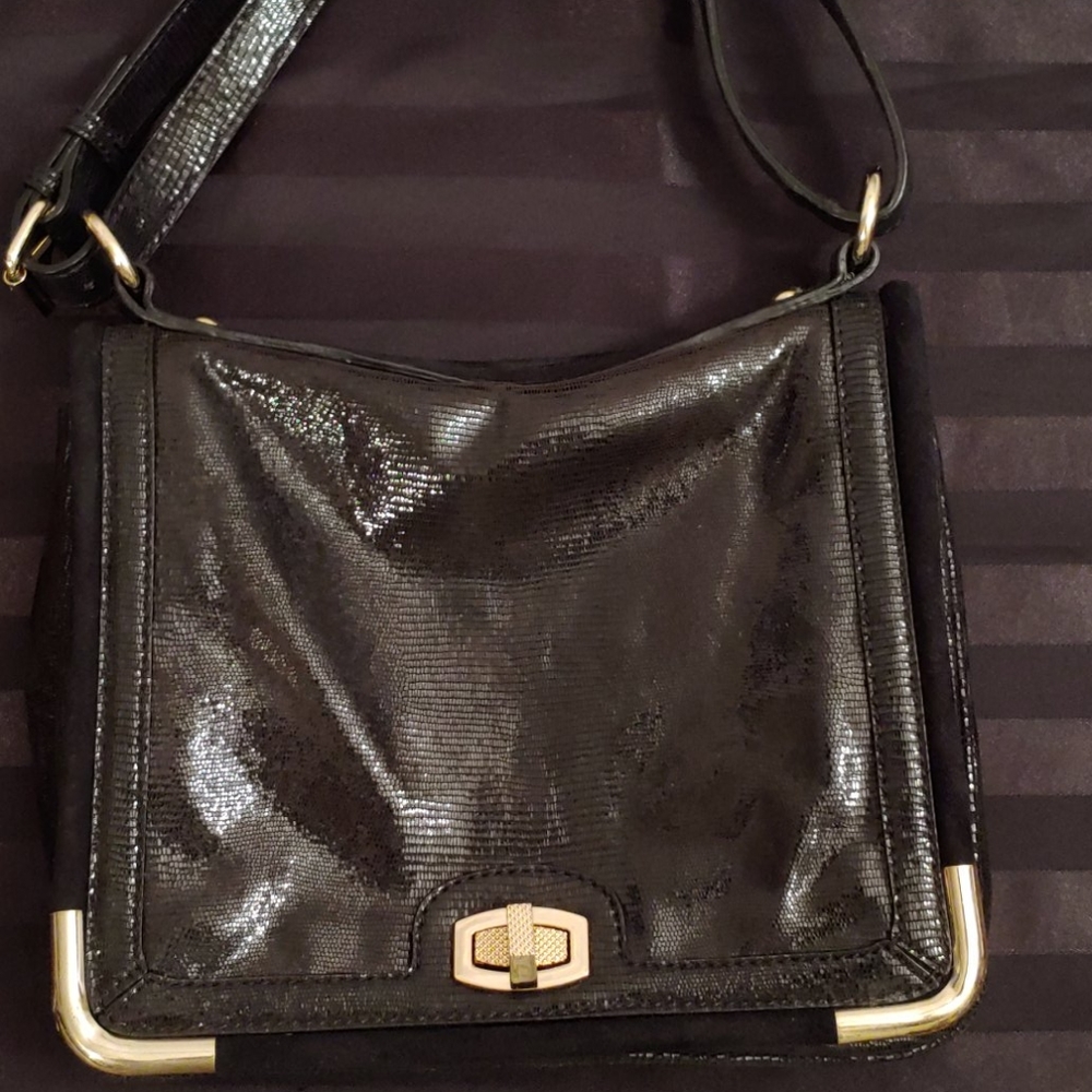 Ann Taylor Black Shoulder Bag with Gold Hardware - Picture 2 of 4